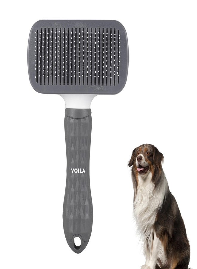 Voila Pet Grooming Brush for Dogs & Cats, Shedding & Deshedding Tool, Detangling Comb for Long & Short Hair, Easy-to-Clean Hair Remover for Small, Medium, Large Pets, (Pack of 1) Grey - Image 4